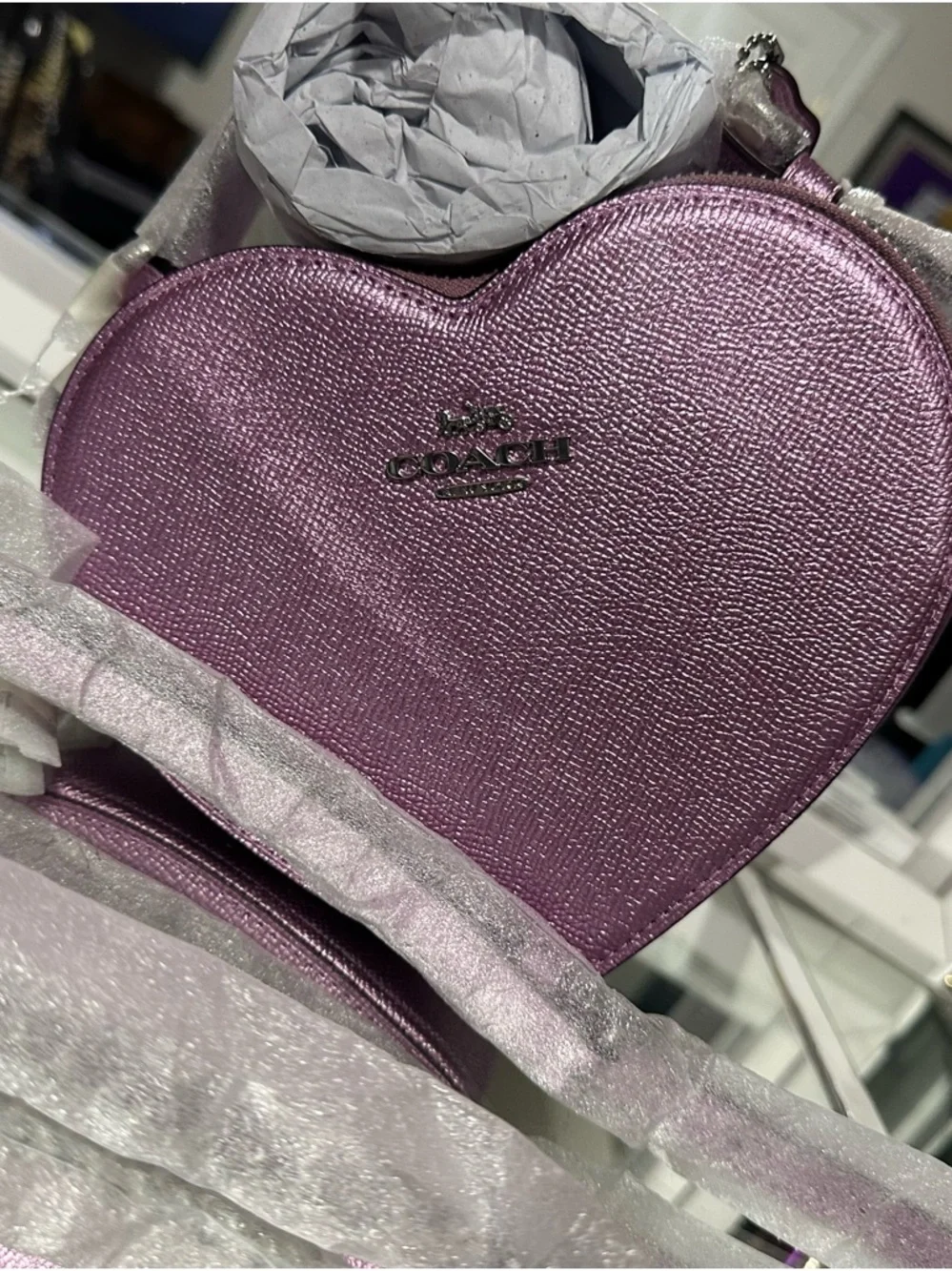Coach Metallic Lavender Heart Crossbody Bag - Picture 2 of 4